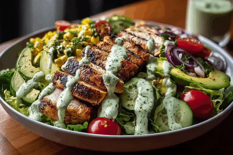 Epic Grilled Chicken & Avocado Power Salad with Creamy Herb Drizzle