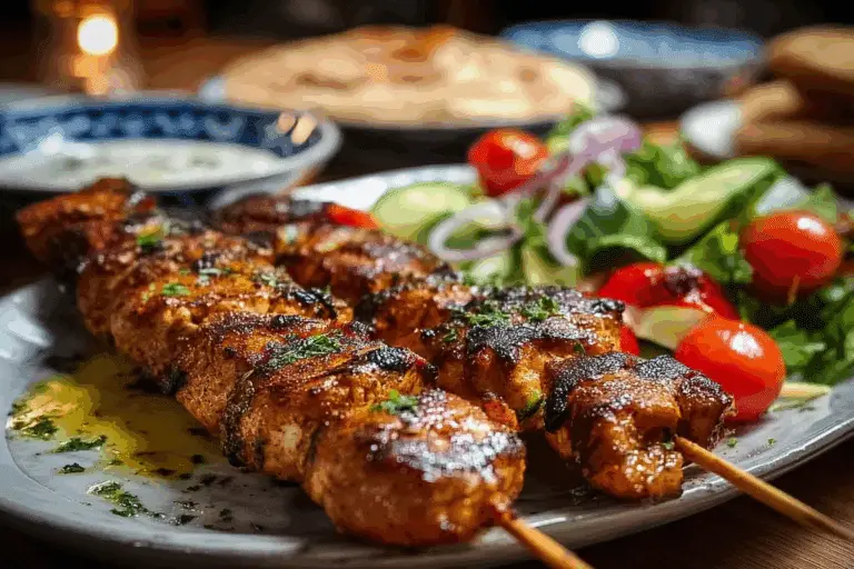 Chicken Shawarma Skewers with Garlic Lemon Sauce