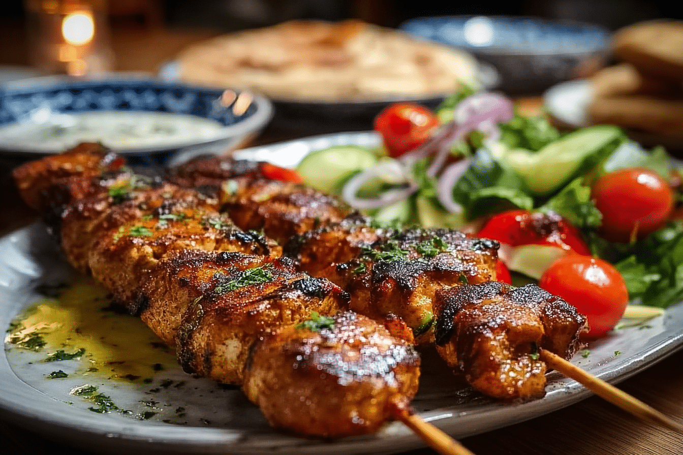 Chicken Shawarma Skewers with Garlic Lemon Sauce