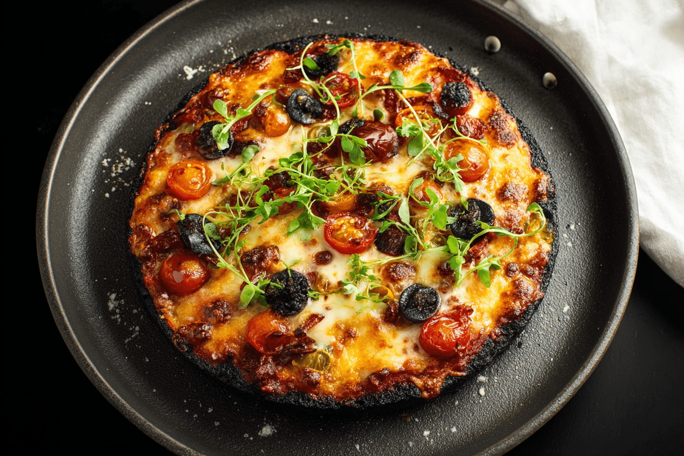 Halloween Pizza with Black Crust