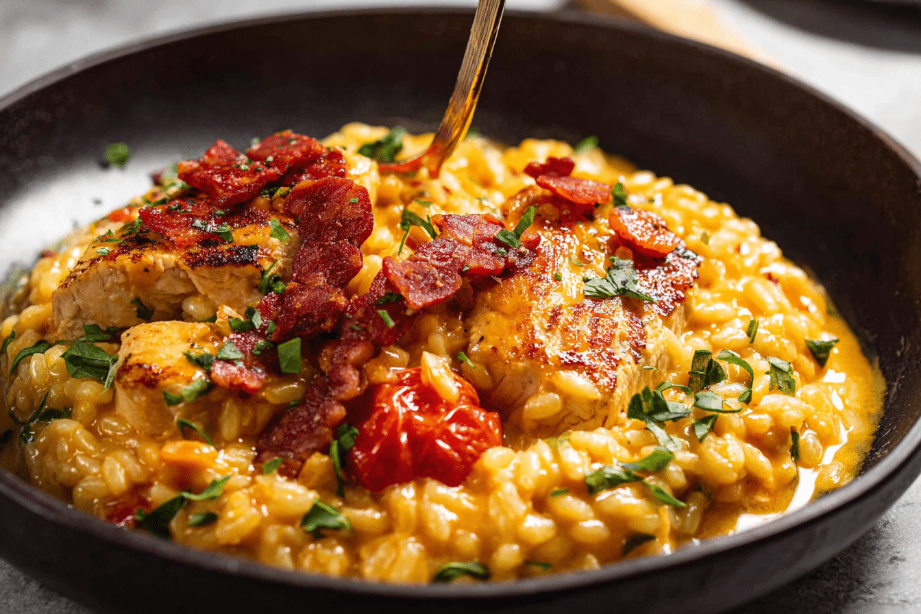 One-Pot Chicken Risoni with Crispy Salami