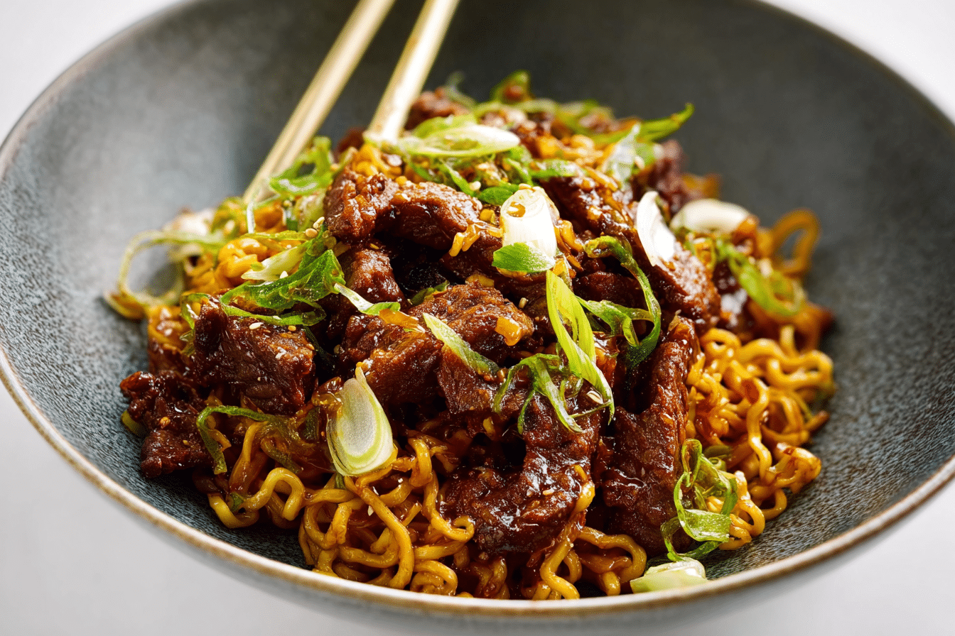 Honey Soy Crispy Beef and Noodles