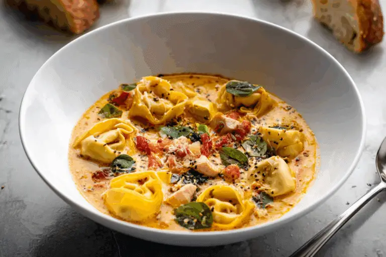 Fire Roasted Chicken Tortellini Soup