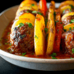 Baked Meatballs and Potatoes