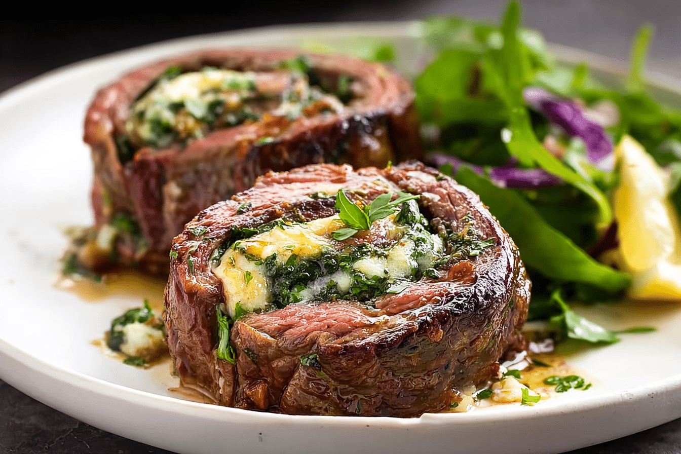 6-Ingredient Flank Steak Stuffed with Parmesan, Spinach, and Lemon Zest (Pinwheels)