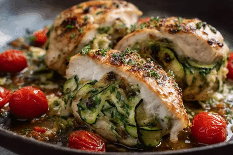 Grated Zucchini Stuffed Chicken Breasts