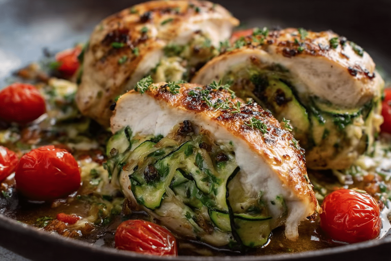Grated Zucchini Stuffed Chicken Breasts