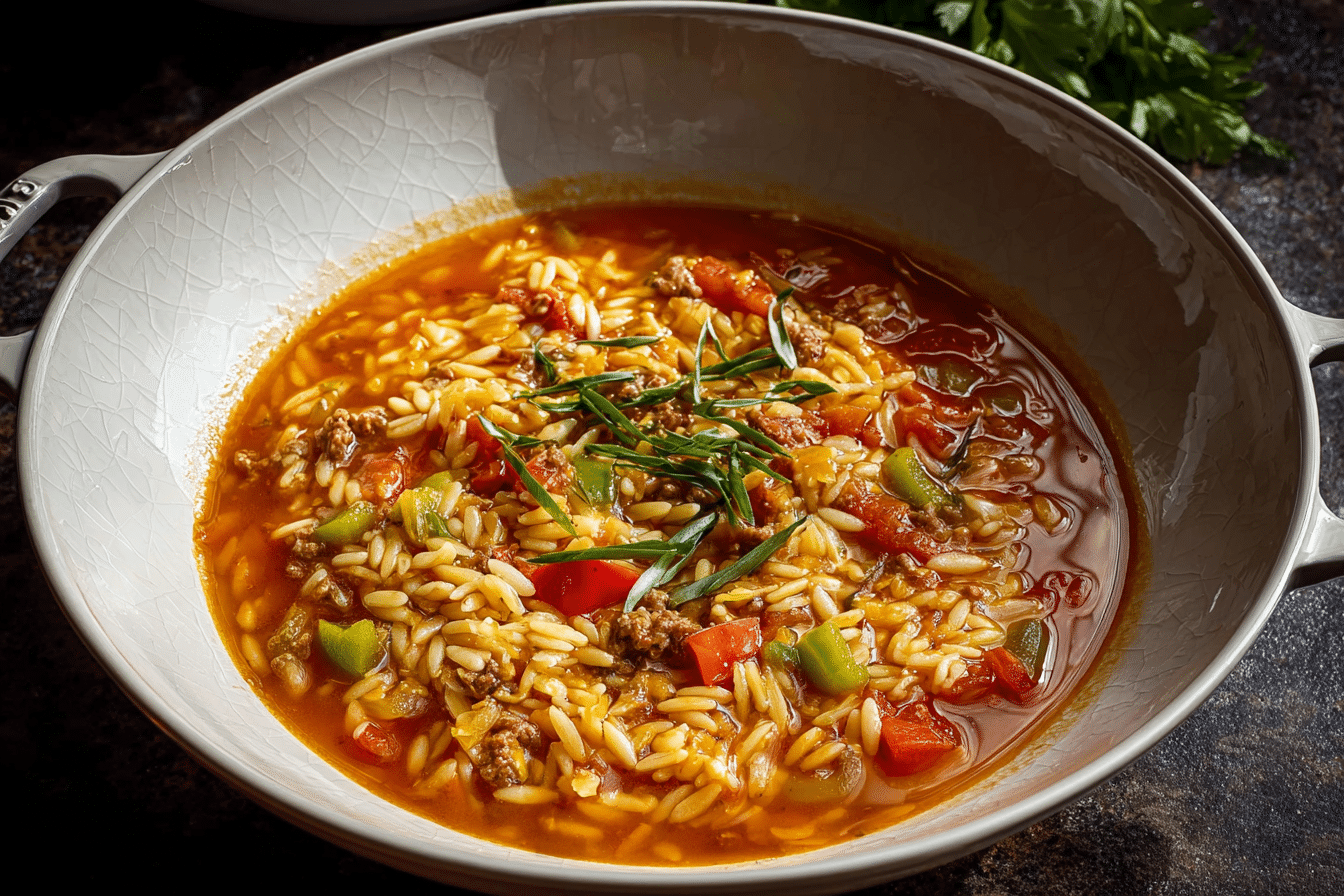 Stuffed Pepper Orzo Soup