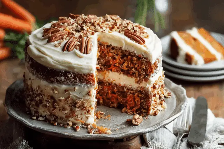 Carrot Cake with Mascarpone Cream and Pecans