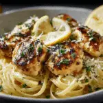 Zesty Lemon Butter Chicken Served with Creamy Parmesan Linguine
