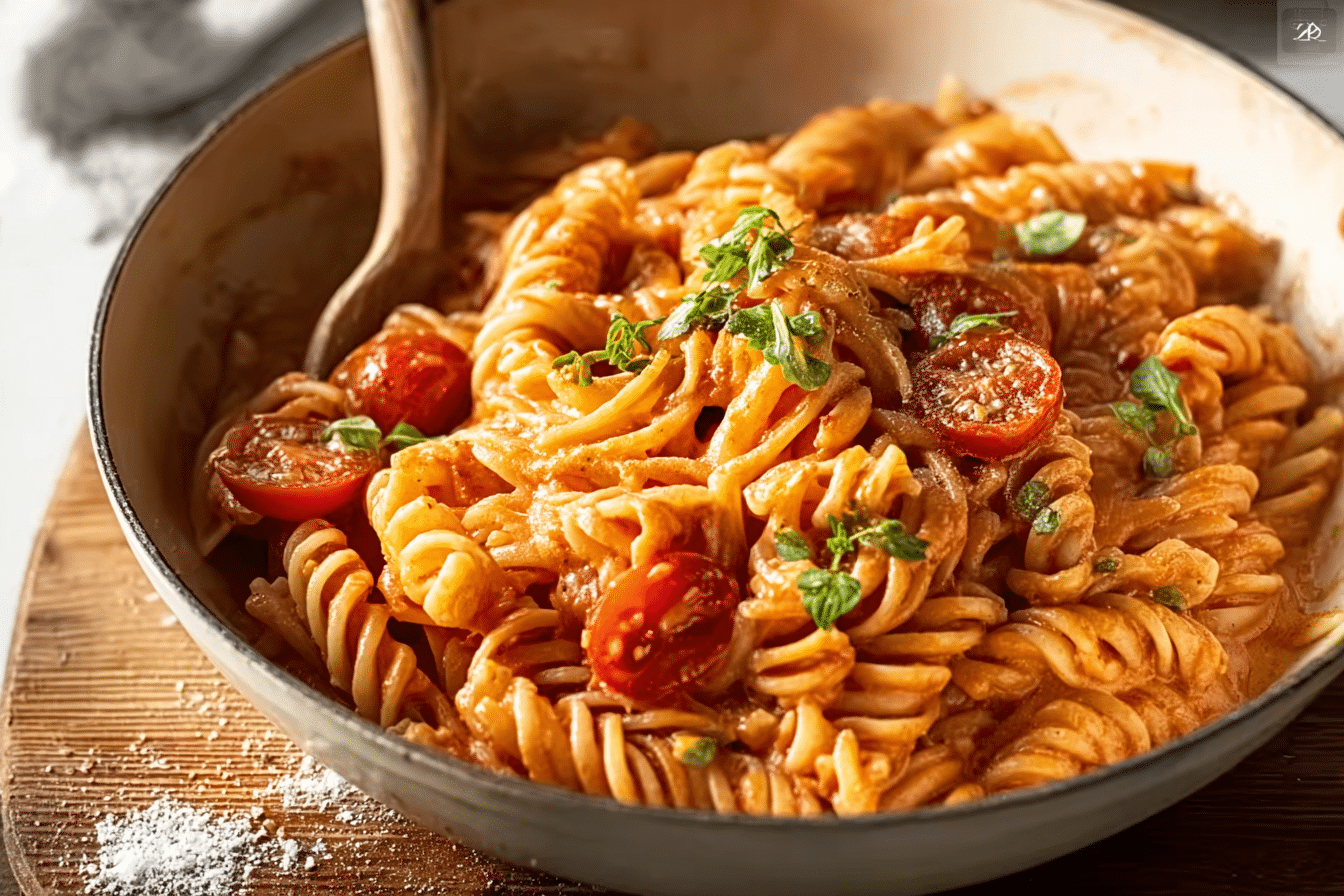 Creamy Tomato Pasta with Salad