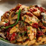 Tuscan Garlic Chicken Stir-Fry with Sun-Dried Tomato Mushroom Creama