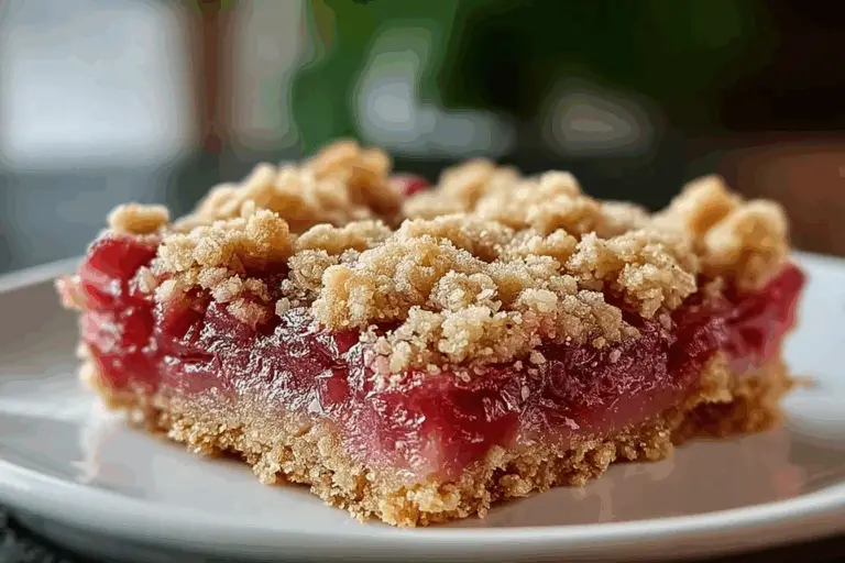 Rhubarb Crumb Bars with Buttery Oat Topping