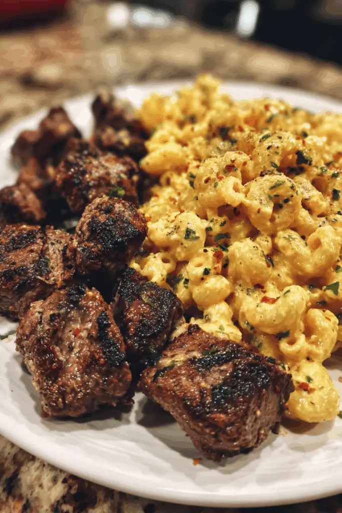 Steak Bites Cajun Parmesan Mac N Cheese