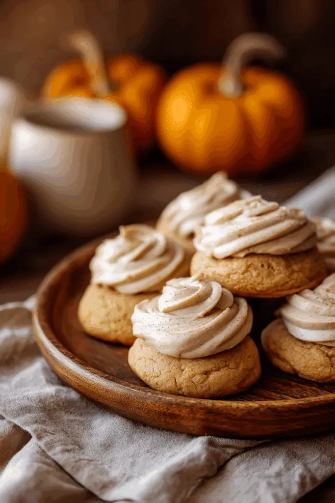 Pumpkin Cookies Swirled with Brown Butter Cinnamon Roll Frosting