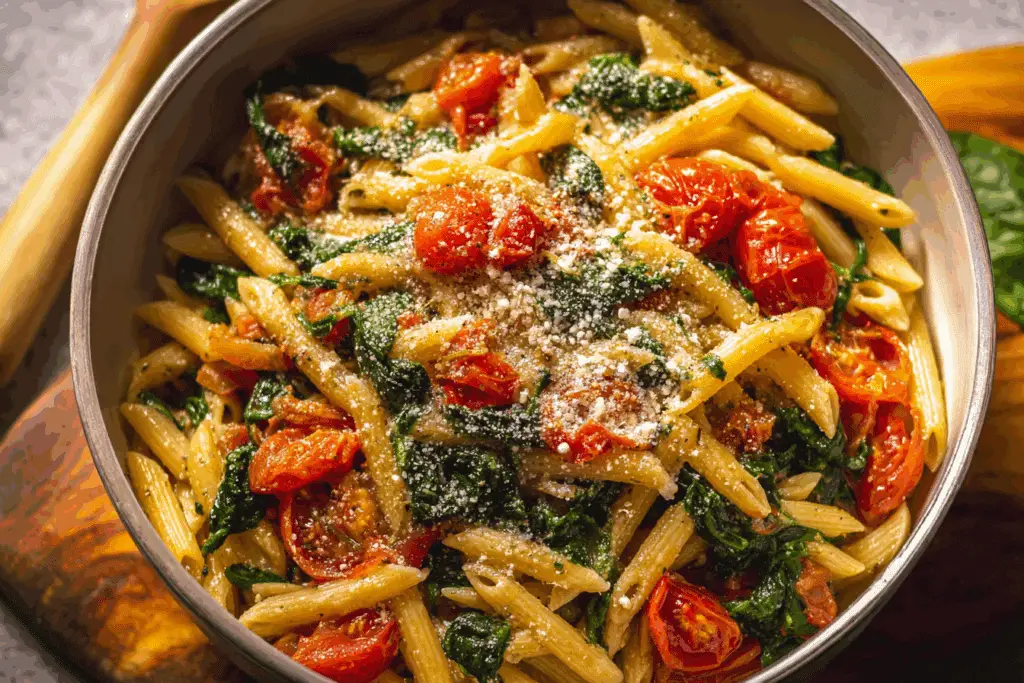 Baked Tomato and Spinach Pasta