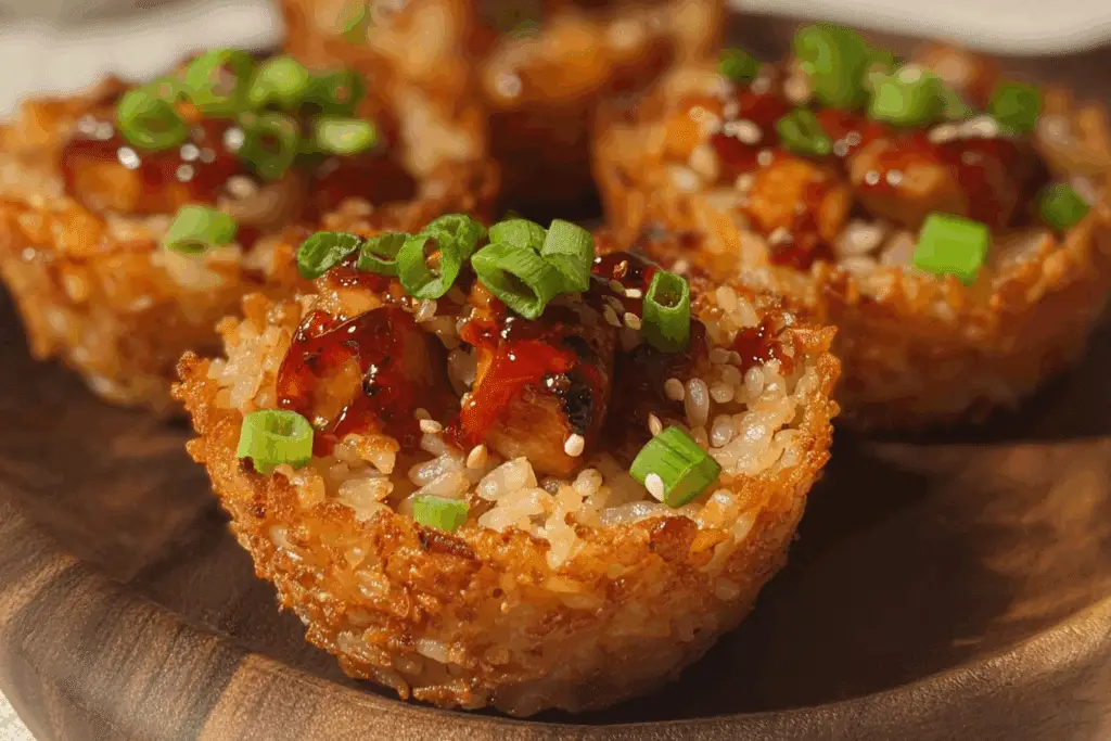 Chicken Teriyaki Crispy Rice Cups