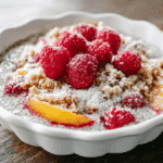 Healthier Peach Crisp and Raspberry Chia Pudding Yogurt Bowl