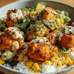Crispy Potato Balls Street Corn Chicken Rice Bowl