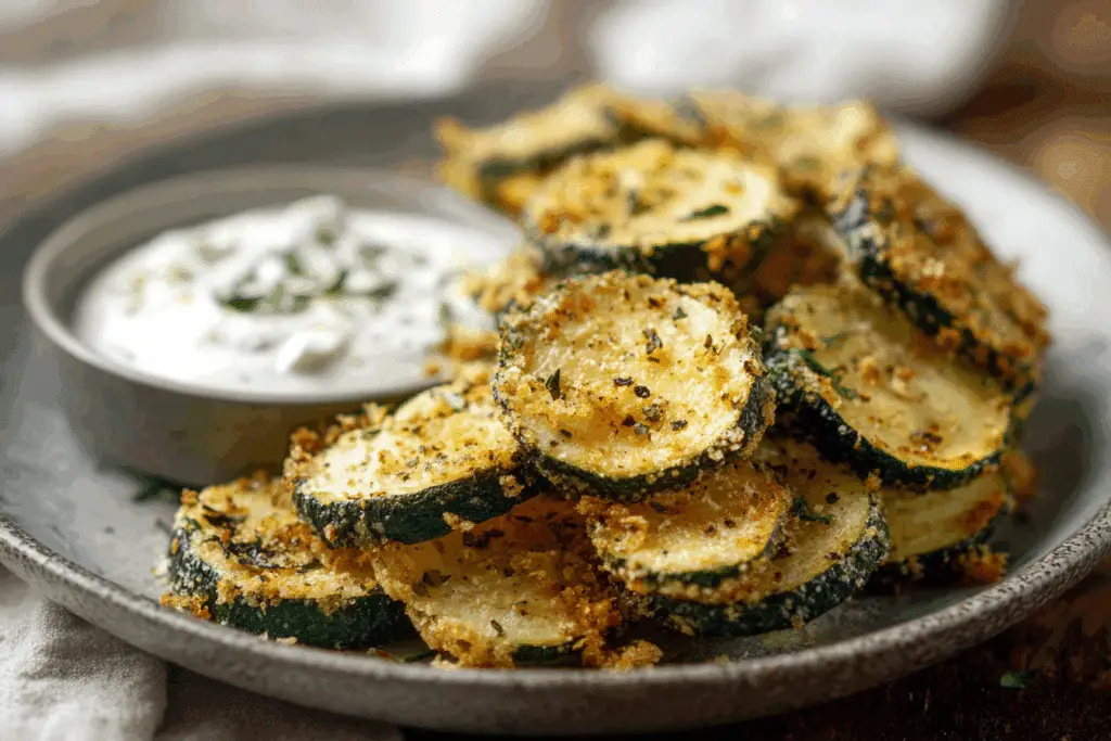 Fried Zucchini Chips with Tzatziki