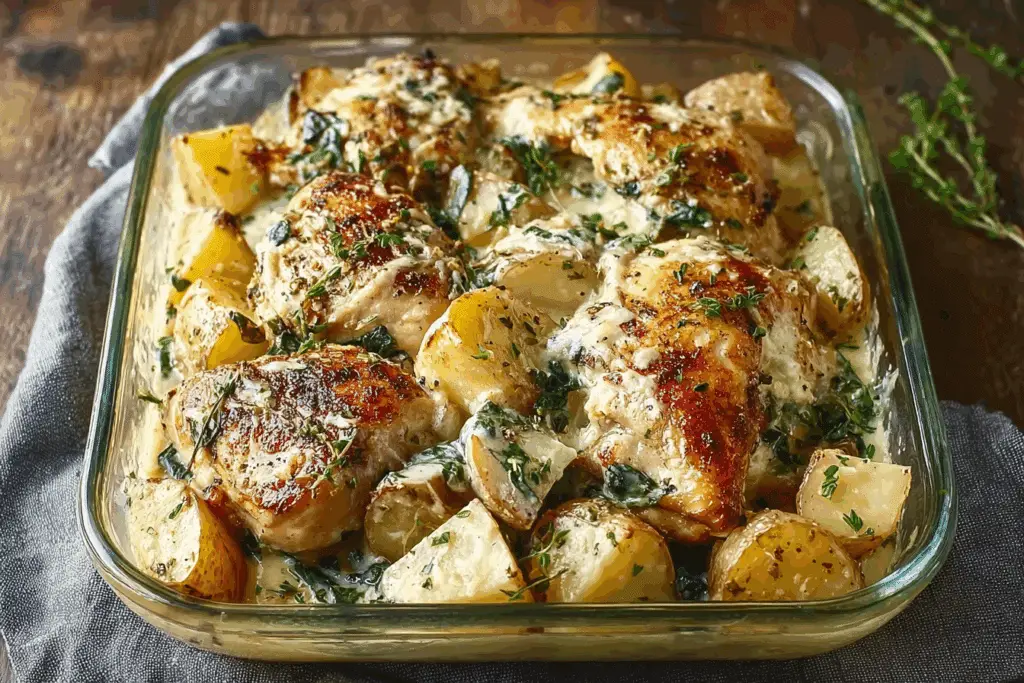 CREAMY GARLIC PARMESAN CHICKEN & POTATOES