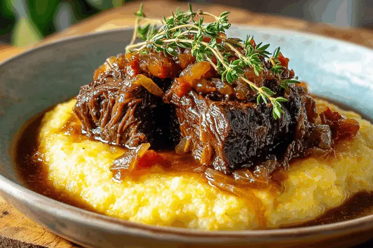 Tender Braised Beef with Parmesan Polenta