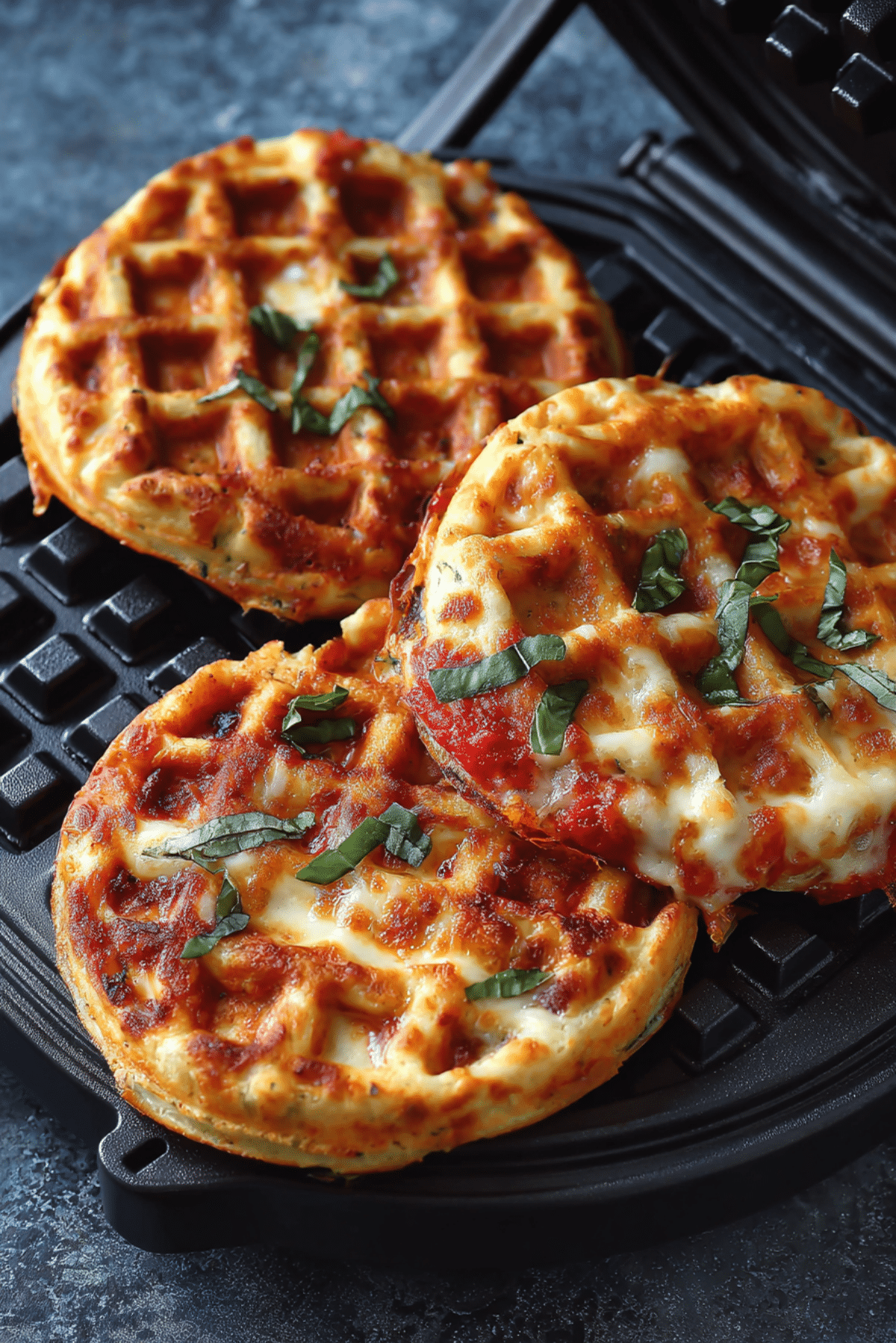 Pizza Stuffed Waffle Snacks