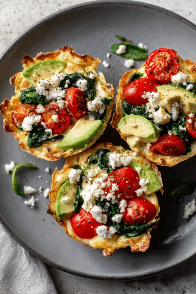 Tortilla Cups with Avocado and Tomato Feta