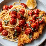 Cherry Tomato Spaghetti with Fried Chicken Cutlet