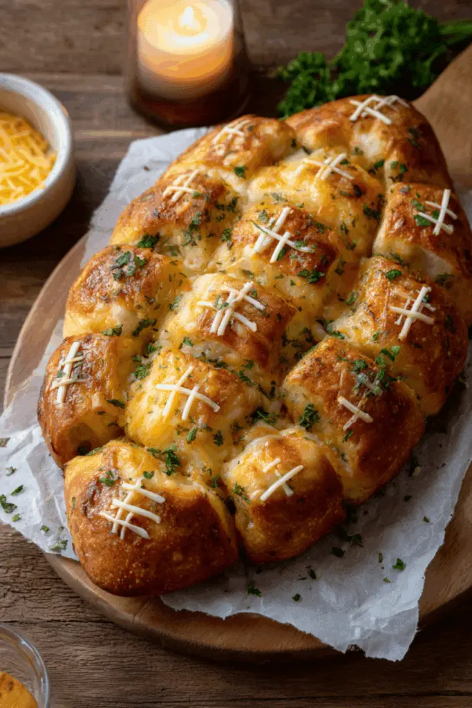 Football Shaped Cheesy Pull Apart Bread