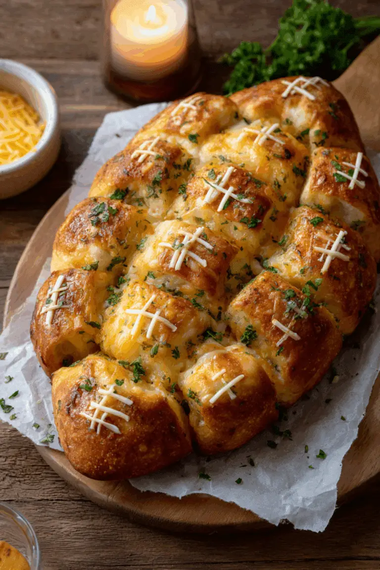 Football Shaped Cheesy Pull Apart Bread