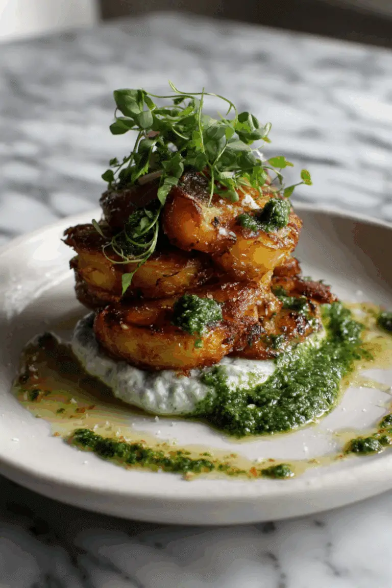 Potato Stacks with Whipped Ricotta Pesto