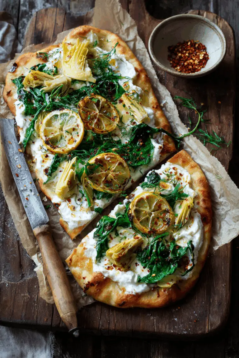 Grilled Flatbread with Artichoke, Ricotta and Lemon