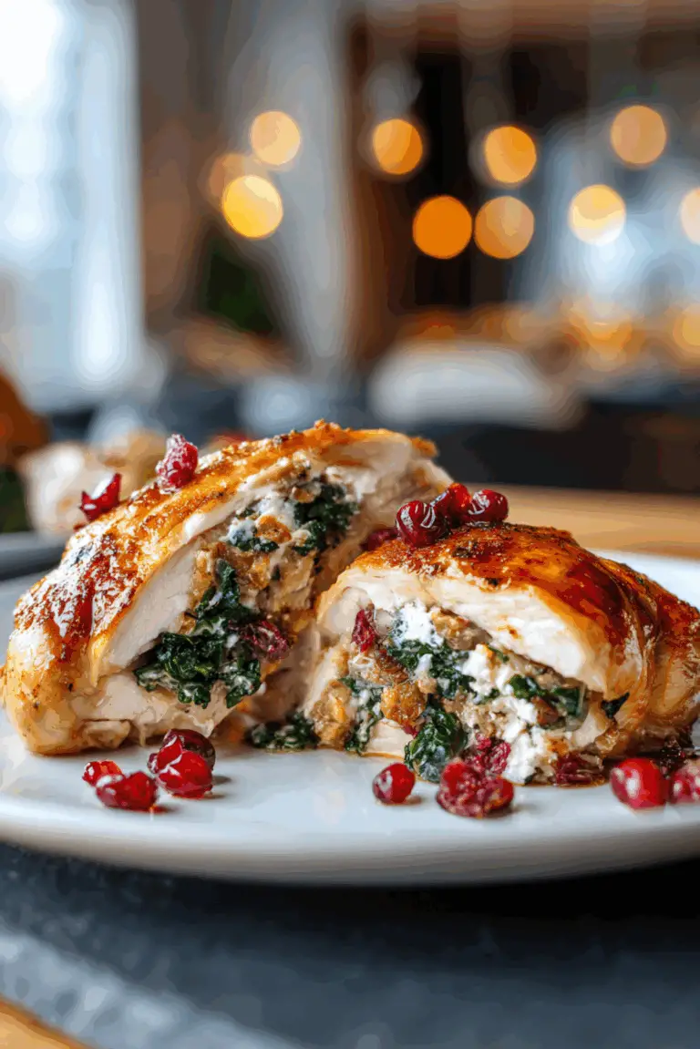 Cranberry & Kale Stuffed Chicken Breasts with Goats Cheese