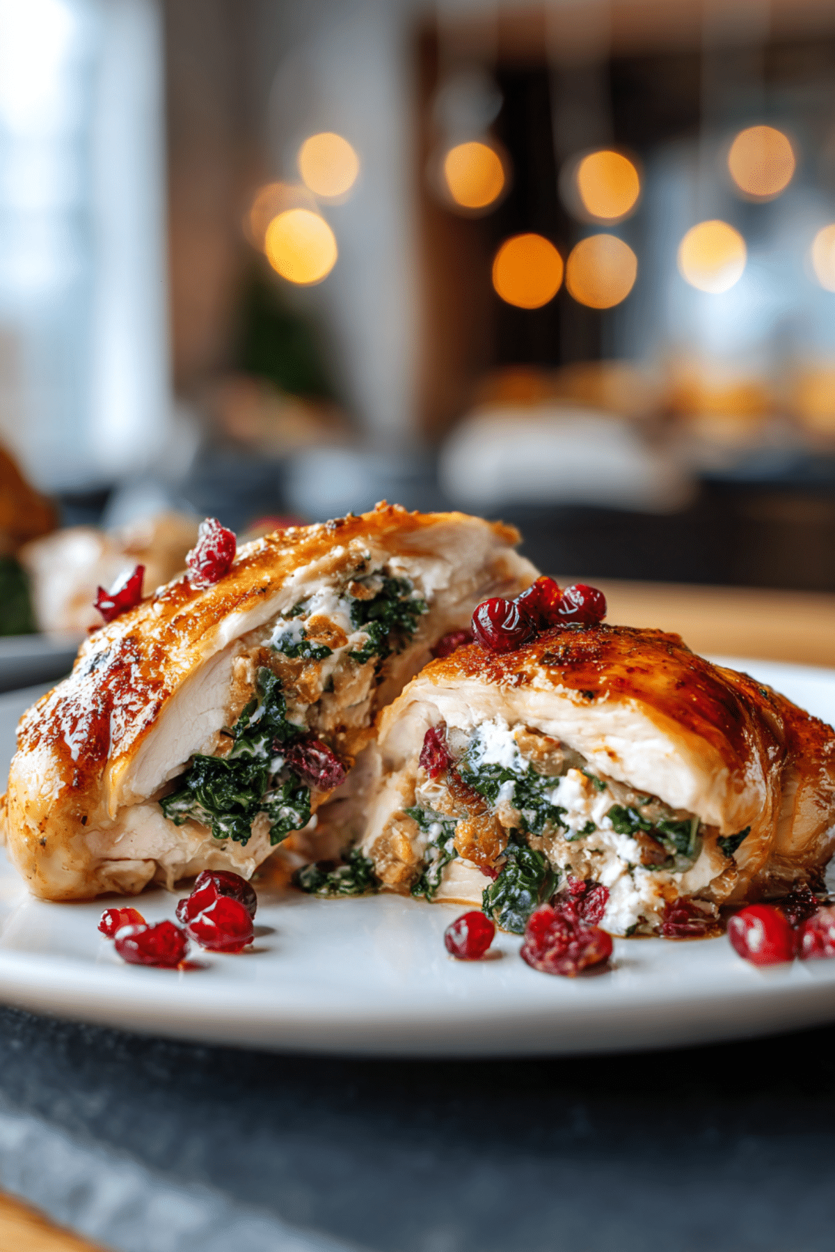 Cranberry & Kale Stuffed Chicken Breasts with Goats Cheese