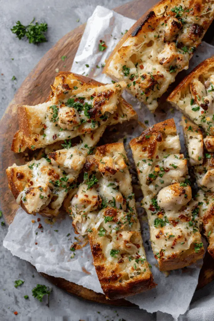 Chicken Alfredo Garlic Bread