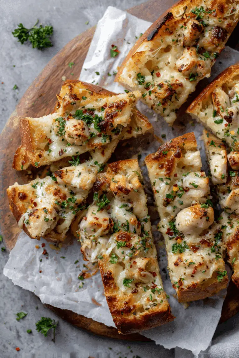 Chicken Alfredo Garlic Bread
