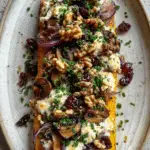 Butternut Farcie Oignons Rouges Confits & Champis