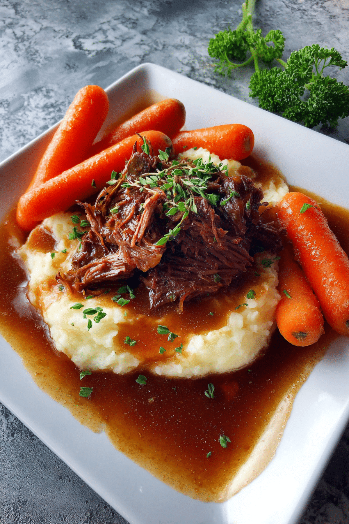 Braised Chuck Roast with Mashed Potatoes