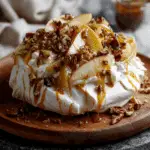 Autumn Apple Pavlova with Maple Cream and Salted Caramel
