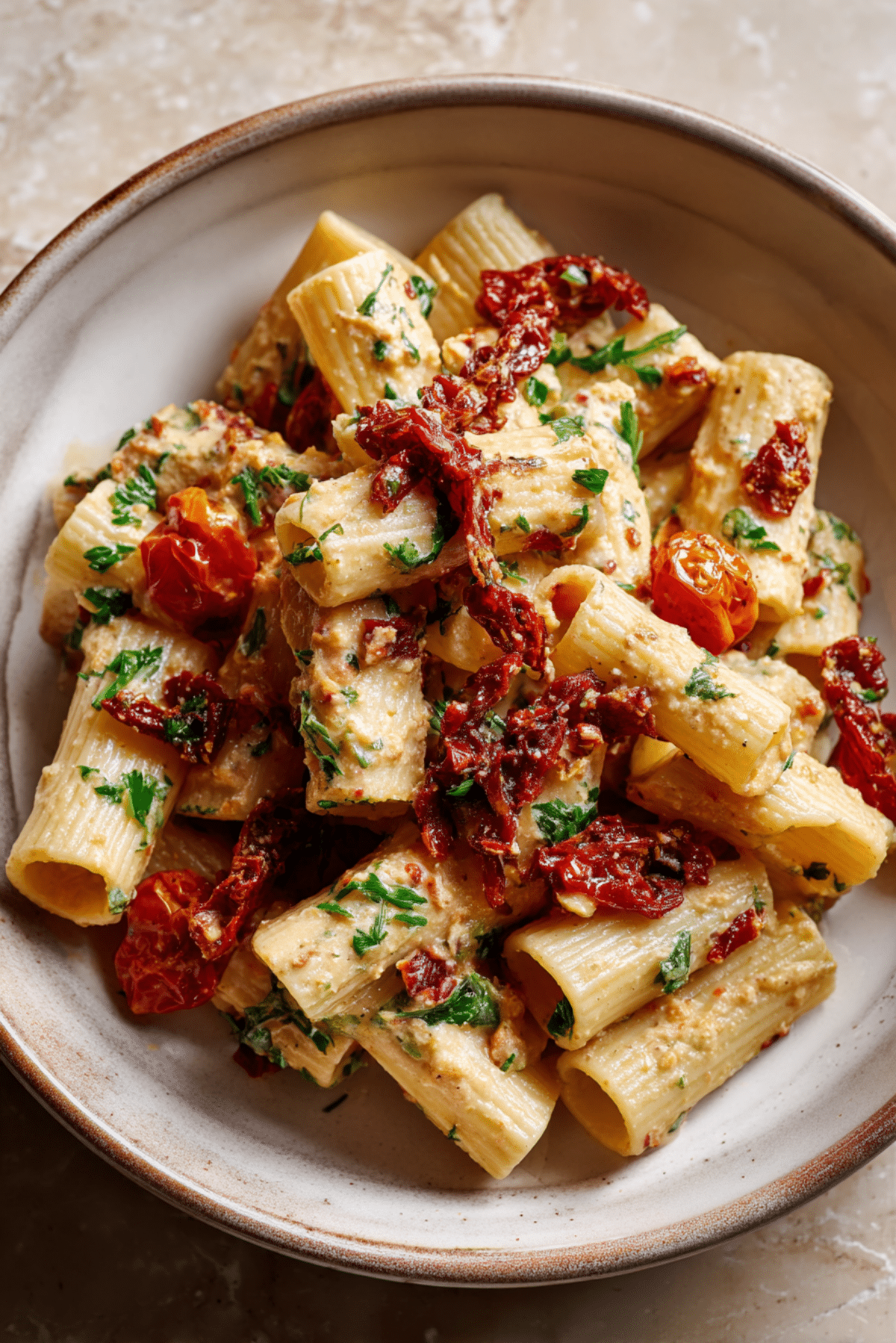 Sun-Dried Tomato Pesto & Cherry Tomato Rigatoni