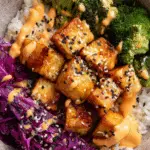 Teriyaki Tofu Bowls with Kimchi Mayo