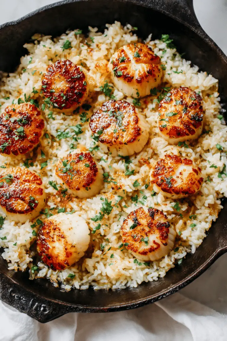Garlic Butter Scallops & Rice Skillet Recipe
