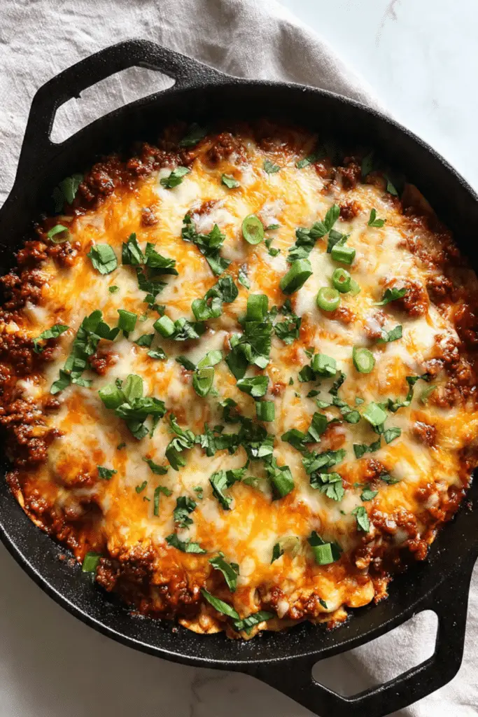 Gluten-Free Ground Beef Enchilada Skillet