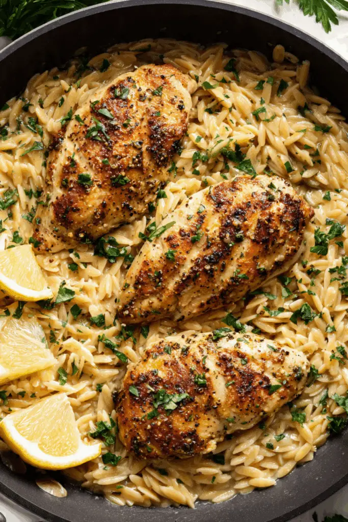 Lemon Pepper Chicken & Brown Butter Garlic Orzo