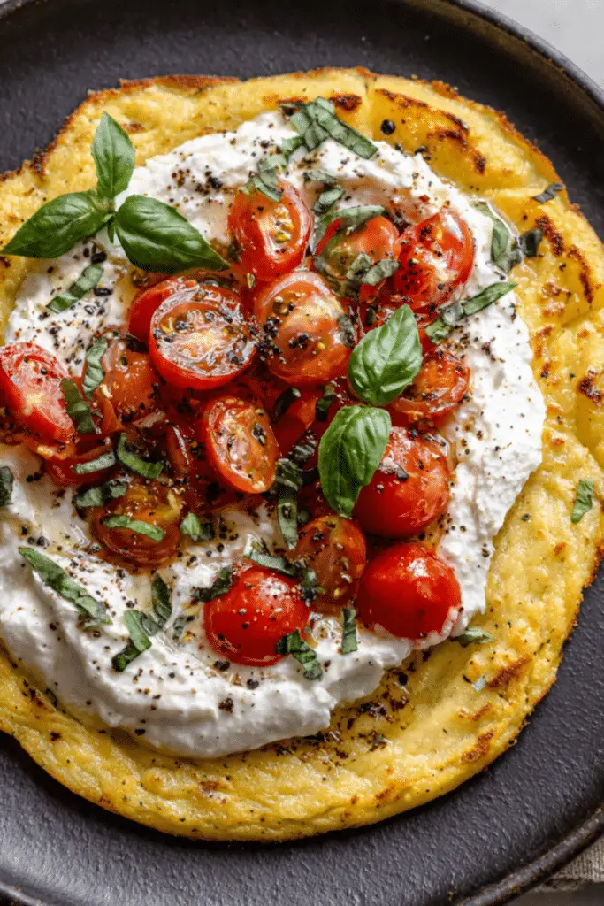 Socca with Whipped Feta and Tomato Salad