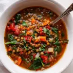Lentil Vegetable Soup with Tomato & Spinach