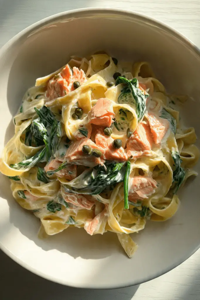 Creamy Salmon Fettuccine