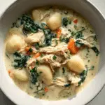 Chicken Gnocchi Soup with Creamy Garlic Broth