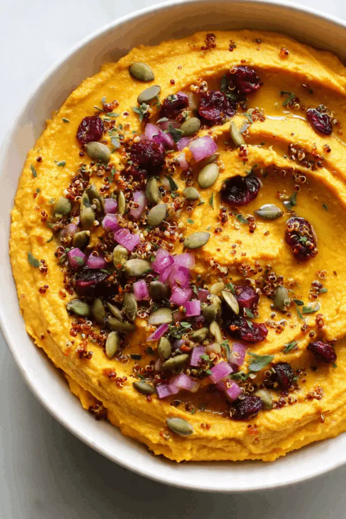 Butternut Squash Hummus with Crispy Quinoa